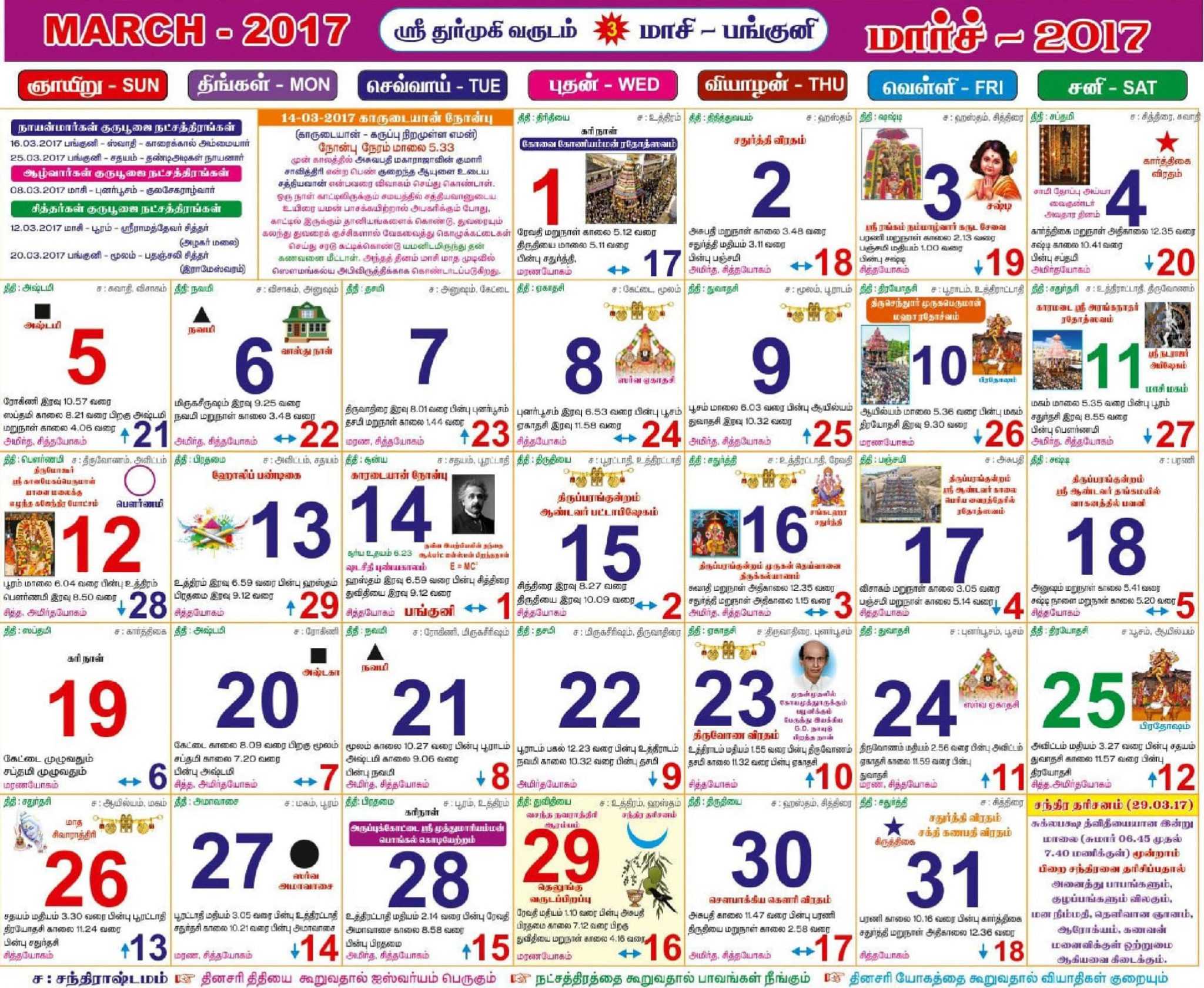 Tamil Panchangam Calendar 2017, Rahu Kalam and Yama Gandam Details