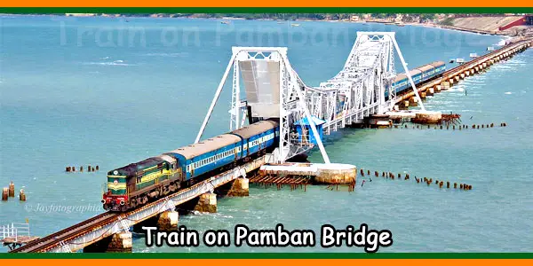 Train on Pamban Bridge