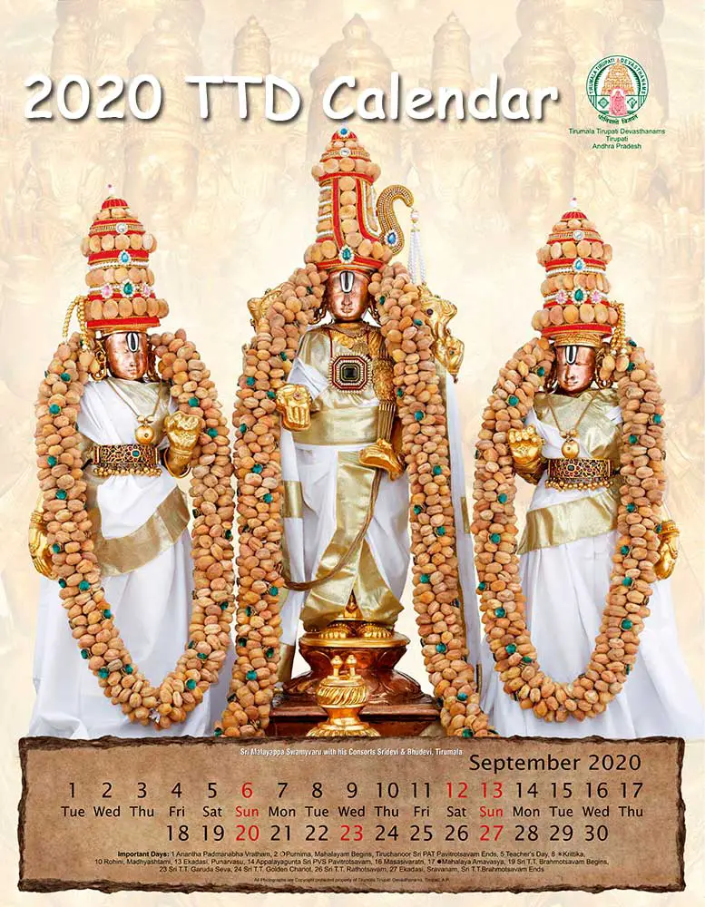 2020 TTD Calendar, Important Days, Festivals, Brahmotsavam Dates TTD News