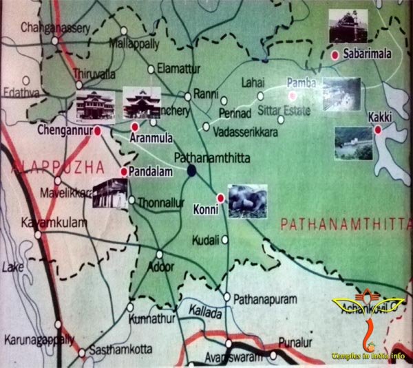 Chengannur temples Rout Map