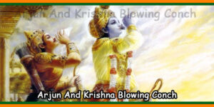 Arjun And Krishna Blowing Conch