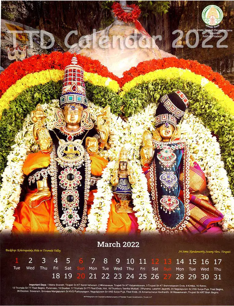 2022 Ttd Calendar, Important Days, Festivals, Brahmotsavam Dates