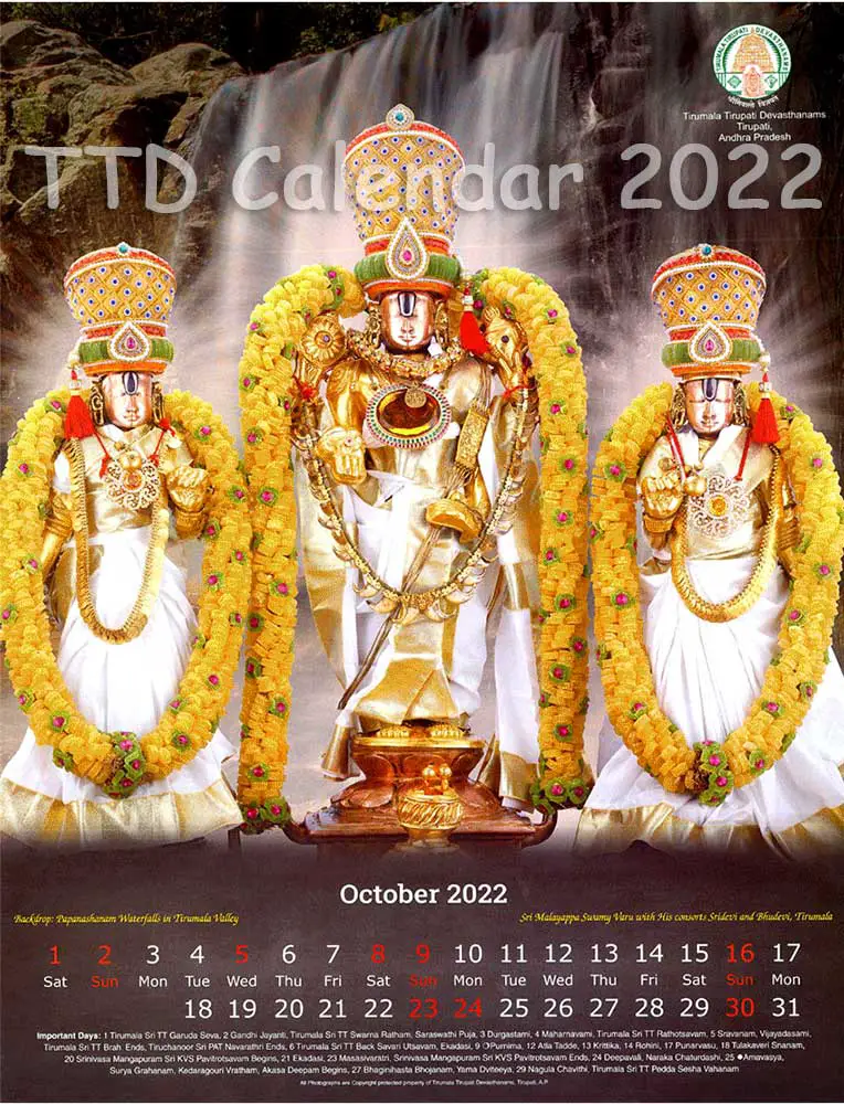 2022 Ttd Calendar, Important Days, Festivals, Brahmotsavam Dates