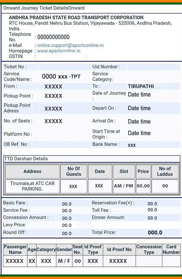 Bus Journey and Darshan Tickets APSRTC